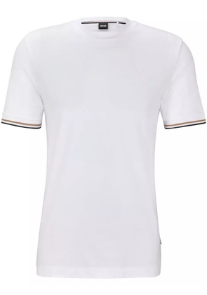 BOSS striped-cuffs cotton T-shirt - White