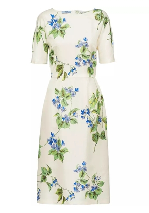 Prada floral-print twill dress - Neutrals