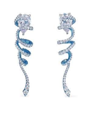 Anabela Chan 14K white gold and black rhodium vermeil Ribbon Twirl diamond earrings - Blue