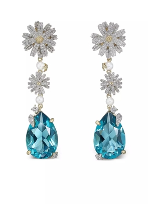 Anabela Chan 14K yellow gold and 18K gold vermeil Daisy aquamarine and diamond earrings - Silver