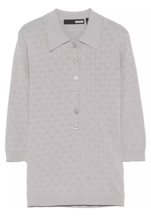 ROTATE BIRGER CHRISTENSEN pointelle-knit polo top - Grey