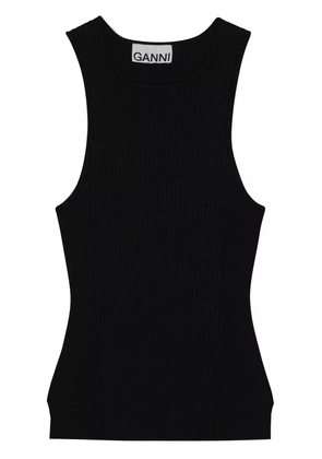 GANNI panelled rib-knit vest top - Black