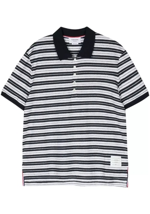 Thom Browne logo-patch striped polo shirt - Blue