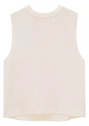 Saint Laurent round-neck silk top - Neutrals