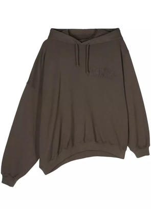 Magliano embroidered-logo asymmetric hoodie - Brown