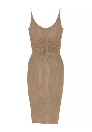 Mugler ribbed spaghetti-strap dress - Neutrals