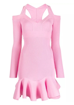 Alexander McQueen V-neck knitted mini dress - Pink