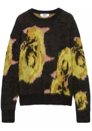 MSGM rose intarsia print jumper - Black