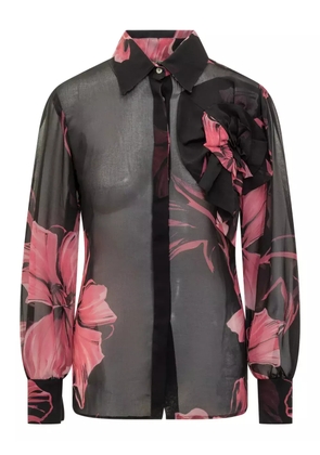 CHIARA BONI La Petite Robe Maja floral-print ruffled shirt - Black