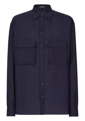 Dolce & Gabbana button-up linen shirt - Blue
