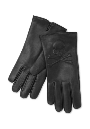 Philipp Plein skull-patch leather gloves - Black