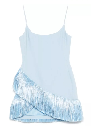 David Koma raffia fringe-trim mini dress - Blue