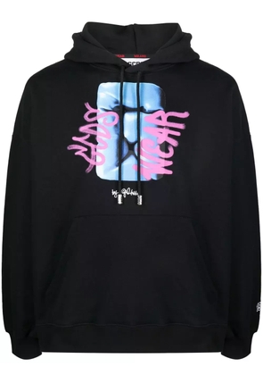 GCDS graphic-print cotton hoodie - Black