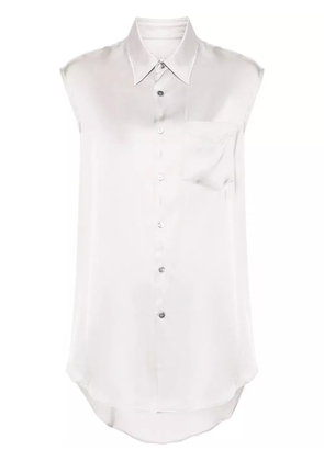 MM6 Maison Margiela ripped-detail satin-weave shirt - Grey