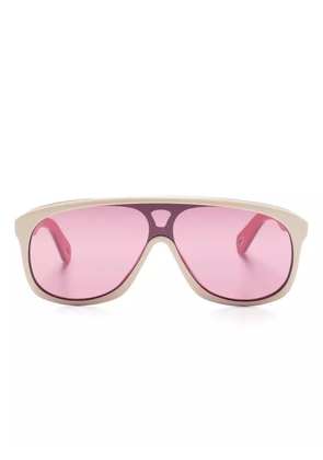 Chloé Eyewear shield-frame logo-engraved sunglasses - Neutrals