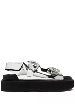 Simone Rocha buckled flatform leather sandals - Silver