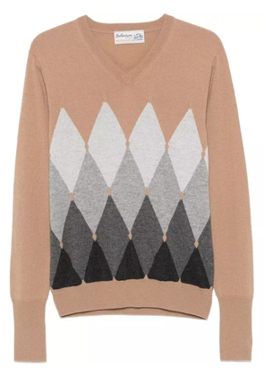 Ballantyne diamond-pattern V-neck sweater - Brown
