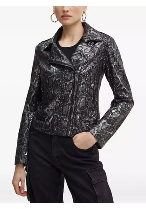 GUESS USA snakeskin-pattern zip jacket - Black