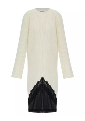 Jil Sander lace-panel midi dress - Neutrals