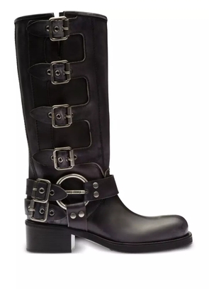 Miu Miu buckle-detail leather boots - Black