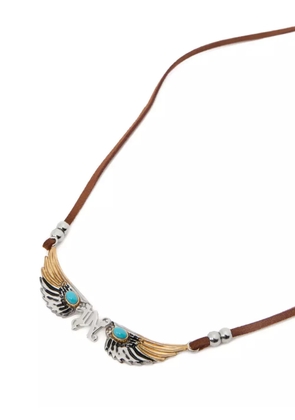 Palm Angels wings cord necklace - Brown