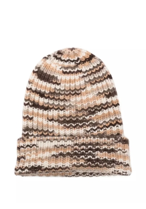 HURRAY striped cashmere beanie hat - Neutrals