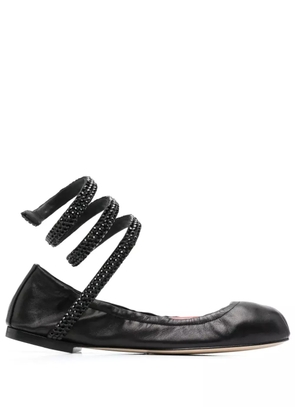 René Caovilla Cleo crystal-embellished ballerina shoes - Black
