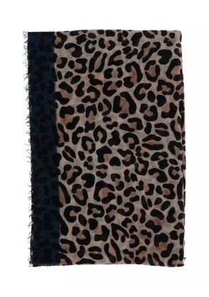 Faliero Sarti leopard-print panelled scarf - Black