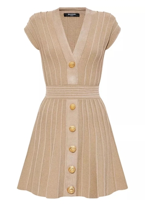 Balmain ribbed mini dress - Neutrals