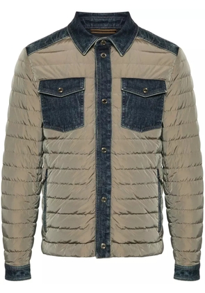 Moorer denim-trim quilted jacket - Blue