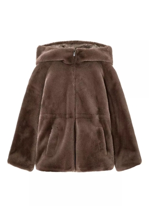Emporio Armani hooded faux-fur coat - Brown