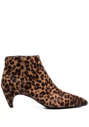 Prada 60mm leopard-print boots - Brown