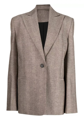 GIA STUDIOS single-breasted linen-cotton blazer - Brown