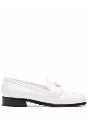 Prada logo-plaque leather loafers - White