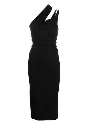 Mugler asymmetric midi dress - Black