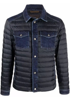 Moorer denim-detail padded jacket - Blue