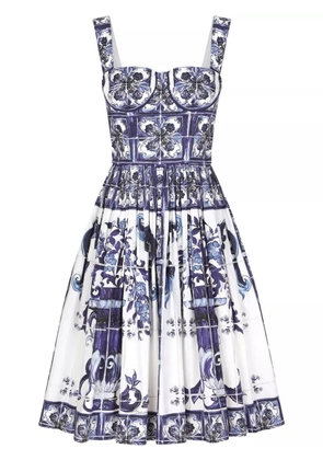 Dolce & Gabbana Majolica-print corset midi dress - Blue