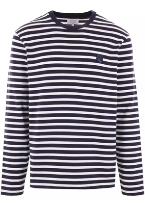 Maison Kitsuné logo-patch striped jumper - Blue