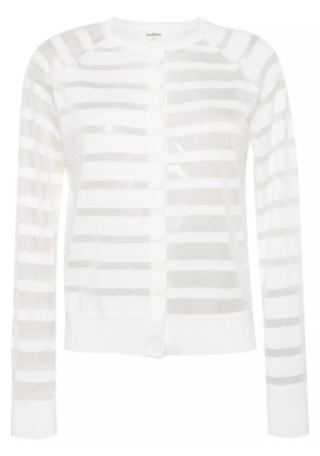 Onefifteen striped long-sleeve cardigan - White