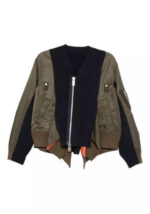 sacai knitted-panel bomber jacket - Brown
