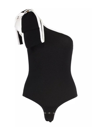 Elisabetta Franchi one-shoulder textured bodysuit - Black