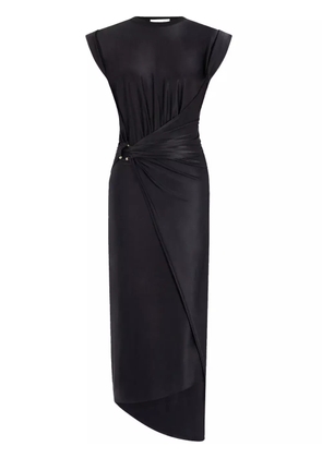 Rabanne gathered-detail draped midi dress - Black