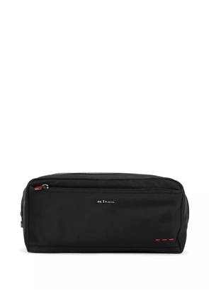 Kiton embossed logo wash bag - Black