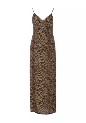Zadig&Voltaire lace-trimmed leopard-print midi dress - Brown