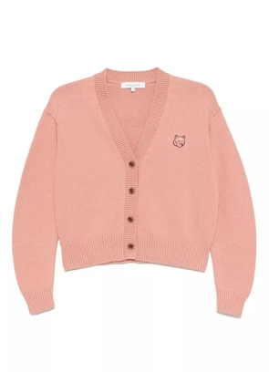 Maison Kitsuné bold fox head-patch cardigan - Pink