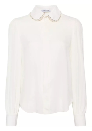 Dice Kayek pearl beaded collar silk shirt - White