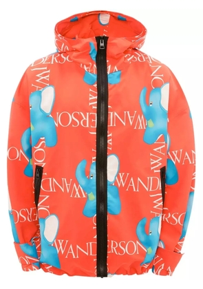 JW Anderson elephant-print oversized hooded jacket - Red