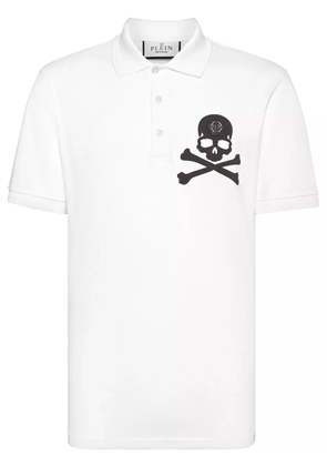 Philipp Plein logo-print cotton polo shirt - White