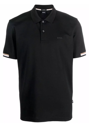 BOSS stripe-trimmed polo shirt - Black