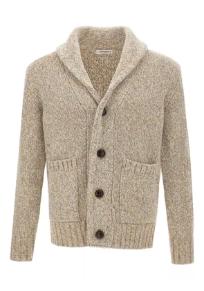 Kangra shawl-collar textured cardigan - Neutrals